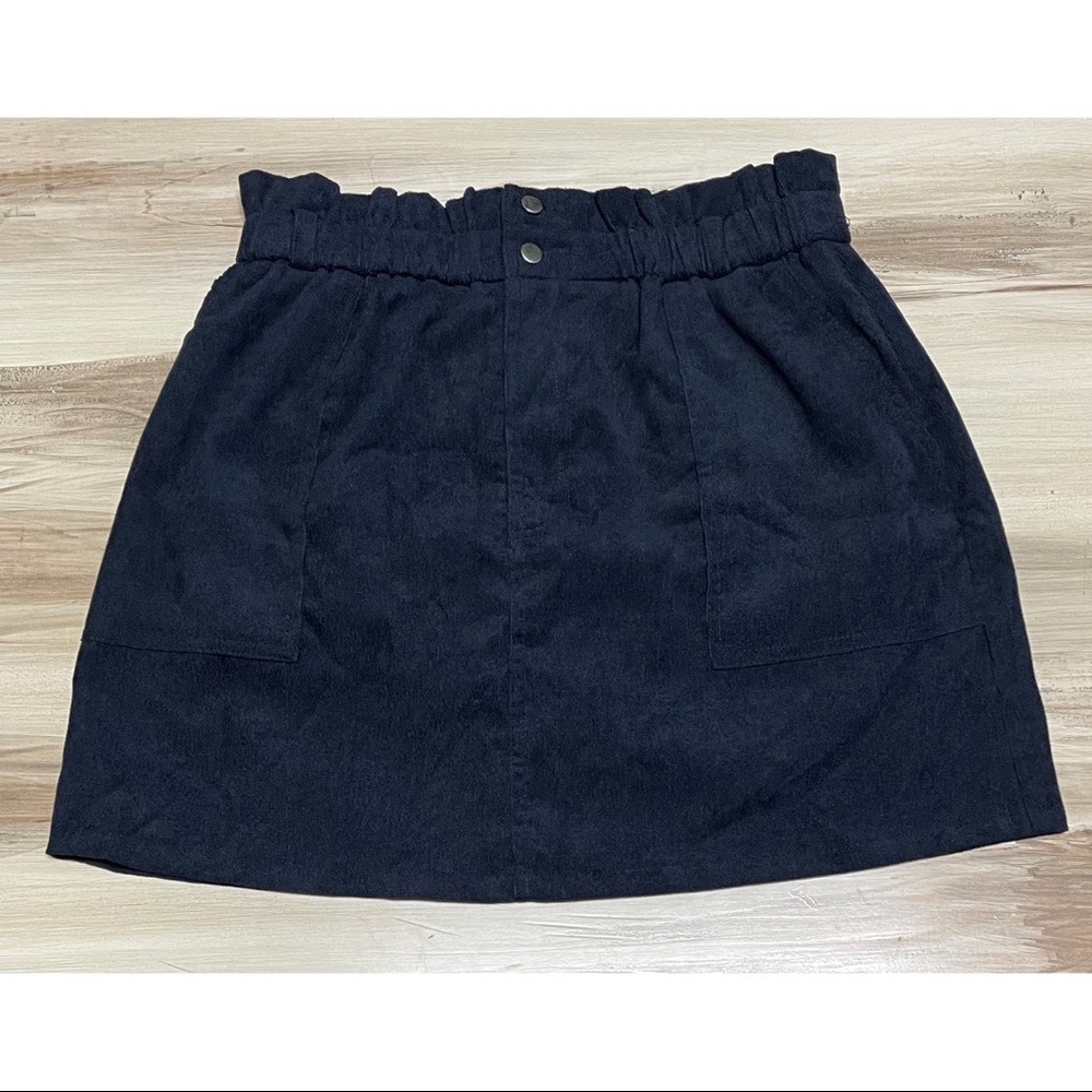 FAVLUX Fashion Corduroy High Waisted Mini Skirt Blue Size M